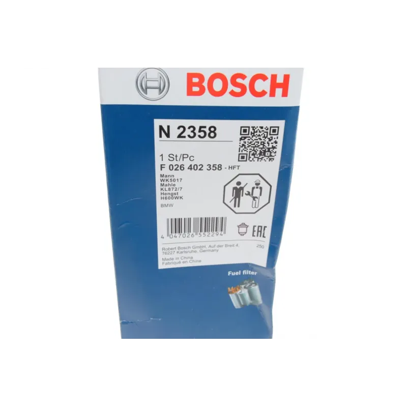 Фільтр паливний BOSCH F 026 402 358 для BMW 3 (G20) 2.0/3.0 2018-, 5 (G30) 2.0/3.0 2017-, X5 (G05) 2.0/3.0 2018-