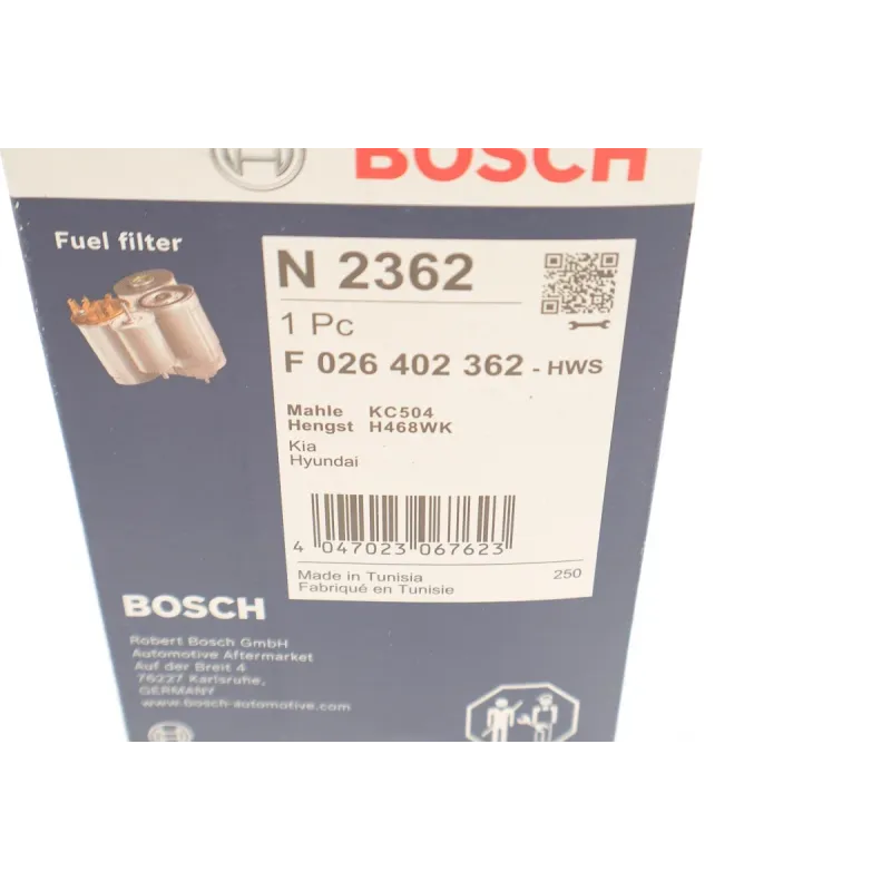 Фільтр паливний BOSCH F 026 402 362 для Hyundai Elantra, Santa Fe, Kia Sorento 1.4-2.2CRDi