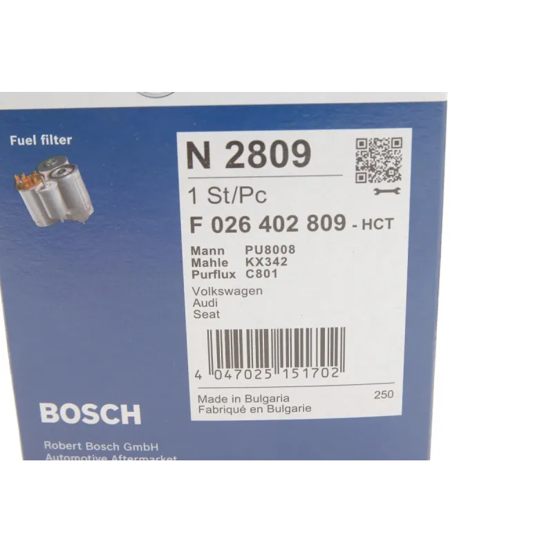 Фільтр паливний BOSCH F 026 402 809 для Volkswagen Passat B7/CC/Sharan/Tiguan 2.0 TDI