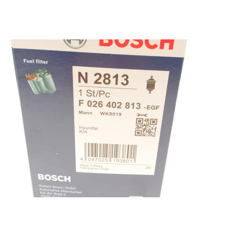 Фільтр паливний BOSCH F 026 402 813 для Hyundai Tucson, Kia Sportage 1.6/2.0 CRDi, 80x141 мм