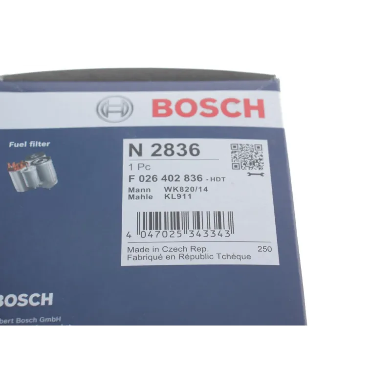 Фільтр паливний BOSCH F 026 402 836 для Mercedes-Benz A-Class W176, B-Class W246, C-Class W204