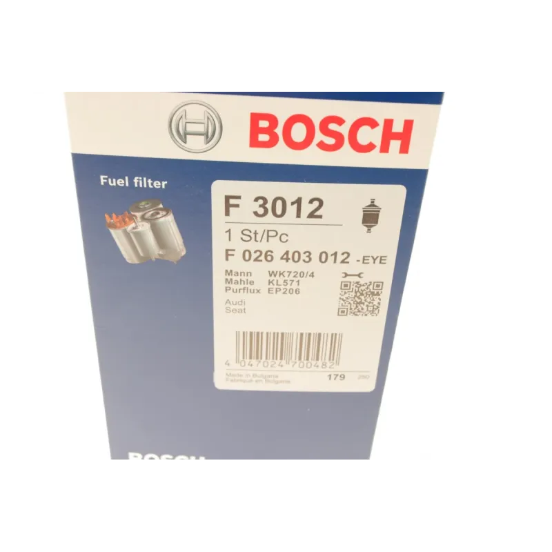 Фільтр паливний BOSCH F 026 403 012 для Audi A4 B7 2.0 TFSI, A6 C6 3.2 FSI, Seat Exeo 1.8 TSI, 83x74.4x8 мм