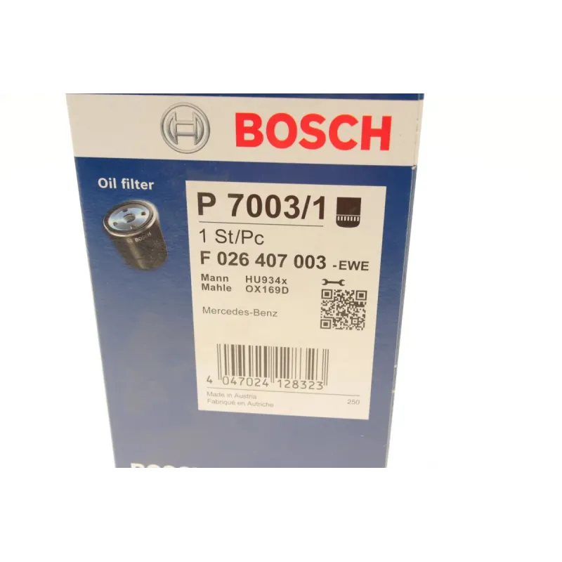 Фільтр масляний BOSCH F 026 407 003 для Mercedes-Benz E-Class W211, S-Class W220 OM628 4.0CDI 2003-2008, 83x149 мм