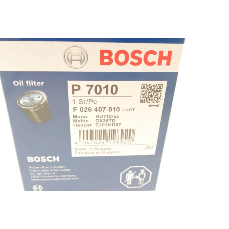 Фільтр масляний BOSCH F 026 407 010 для BMW 5 (E60) 545i 2003-2010, 73x93 мм