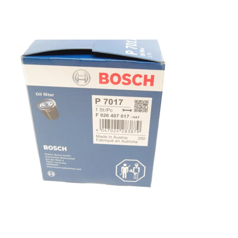 Фільтр масляний BOSCH F 026 407 017 для Ford Focus/C-Max/Galaxy 1.8 TDCI 2004-2012, M 20x1.5