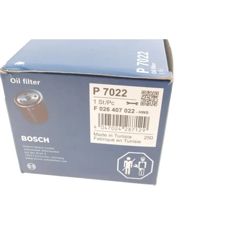 Фільтр масляний BOSCH F 026 407 022 для Renault Kangoo, Trafic, Opel Vivaro 1.9D/1.5dCi/1.4i/1.6i (65мм)