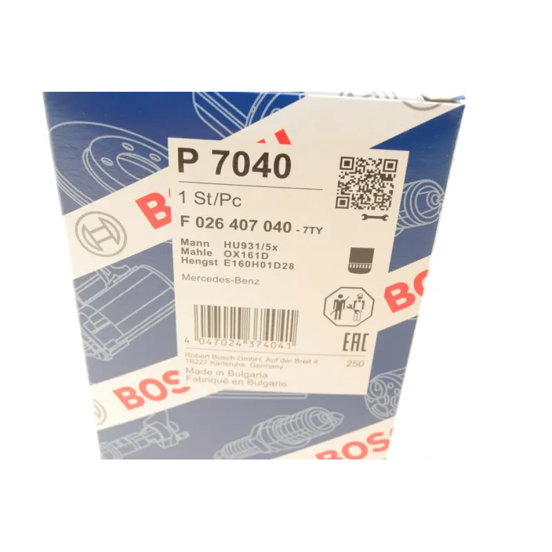 Фільтр масляний BOSCH F 026 407 040 для Mercedes-Benz Vario 613 D, 813 D OM904