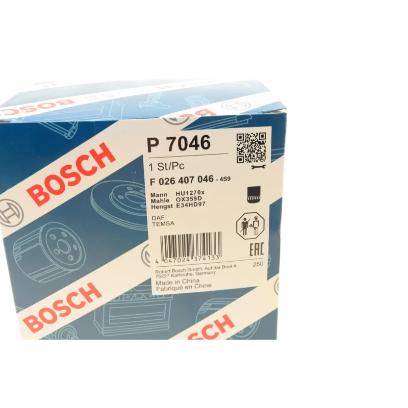 Фільтр масляний BOSCH F 026 407 046 для DAF CF75, CF85, XF95, 113x150x55 мм