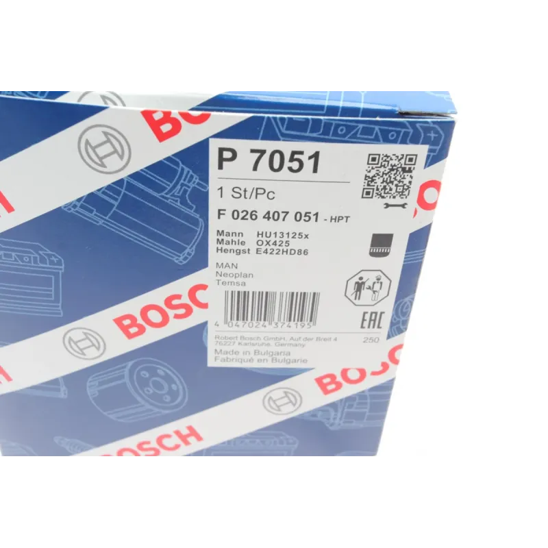 Фільтр масляний BOSCH F 026 407 051 для MAN HOCL, LION S CITY, LION S COACH, LION S REGIO