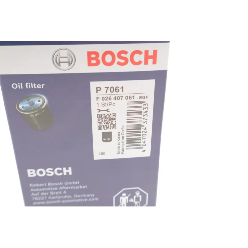 Фільтр масляний BOSCH F 026 407 061 для Hyundai Tucson, Kia Sportage 2.0 CRDi 2006-2010, зовнішній діаметр 72 мм
