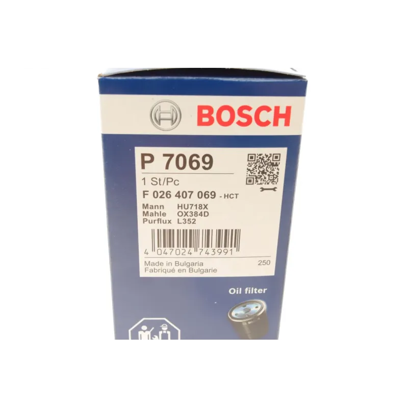 Фільтр масляний BOSCH F 026 407 069 для Hyundai Tucson/Kia Sportage 2.0 CRDi 2004-2010, 62x49x32x118/112 мм