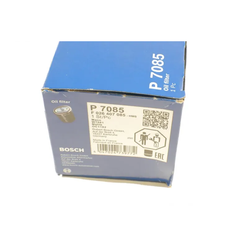 Фільтр масляний BOSCH F 026 407 085 для Mazda 3/5/6/MX-5 1.8-2.5 16V 2003-, 76x85 мм