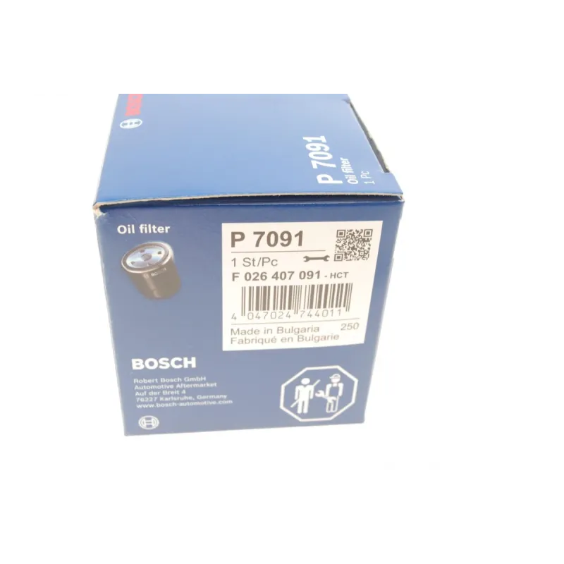 Фільтр масляний BOSCH F 026 407 091 для Toyota RAV4, Avensis, Auris 1.6/1.8/2.0 2007-2016, 61x29x57 мм