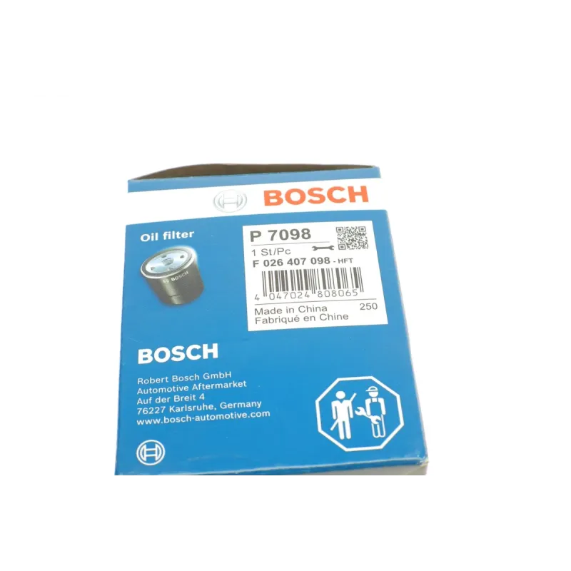 Фільтр масляний BOSCH F 026 407 098 для Lexus RX 2.0-3.5 08-, Toyota RAV4 2.5 Hybrid 15-, 69x66 мм