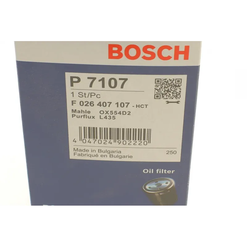Фільтр масляний BOSCH F 026 407 107 для Toyota Land Cruiser, Lexus LX 4.5D/4.6i 2007-2015, 70x29x117 мм