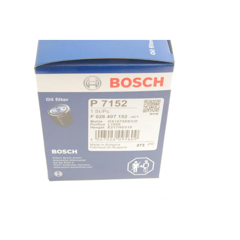 Фільтр масляний BOSCH F 026 407 152 для Volvo S60 II/V40 Cross Country 2013-2019, 73x82x105 мм