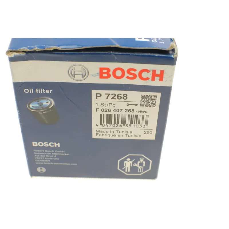 Фільтр масляний BOSCH F 026 407 268 для Citroen Jumper/Peugeot Boxer 2.0/2.2HDi 2015-, M 20x1.5