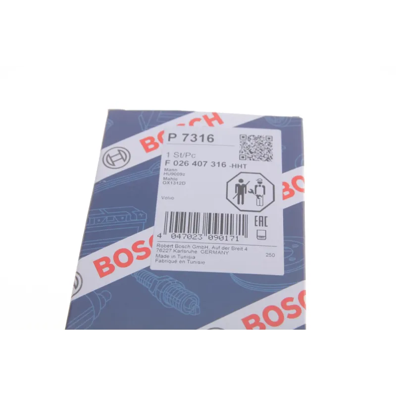 Фільтр масляний BOSCH F 026 407 316 для Volvo XC40 1.5 2018-, 82x93 мм