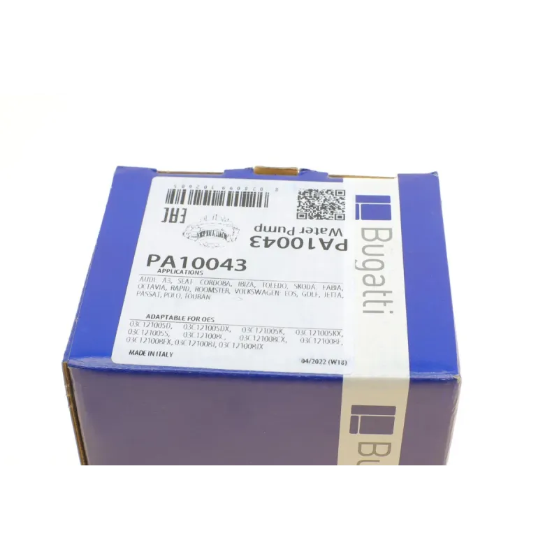 Помпа води BUGATTI PA10043 для Audi A3, VW Golf, Skoda Fabia 1.6/1.6FSI 2003- з прокладкою