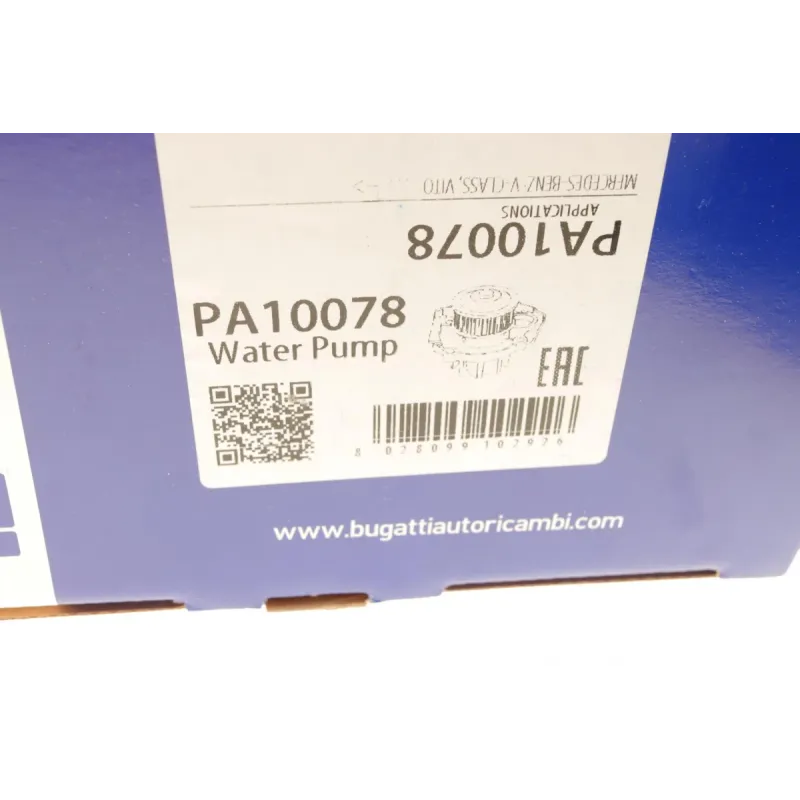 Помпа води BUGATTI PA10078 для Mercedes-Benz Vito W638 2.2CDI 1999-2003 (6 лопатей, Ø 90 мм)