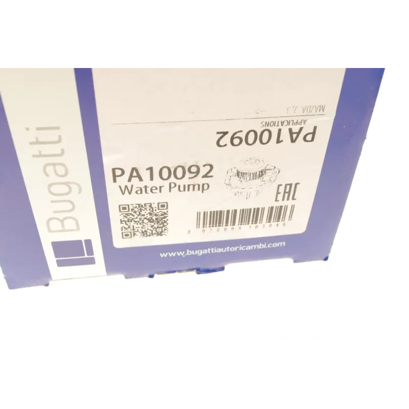 Помпа води BUGATTI PA10092 для Mazda 2 (DE) 1.3/1.5, Mazda 3 (BK/BL/BM) 1.4/1.6 MZR, 6 лопатей, Ø 103 мм