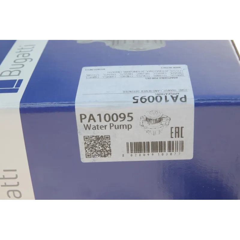 Помпа води BUGATTI PA10095 для Ford Transit 2.4 DI/TDCi/TDE 2000-2014 (8 лоп., 7 кан., з корпусом, Ø130мм)