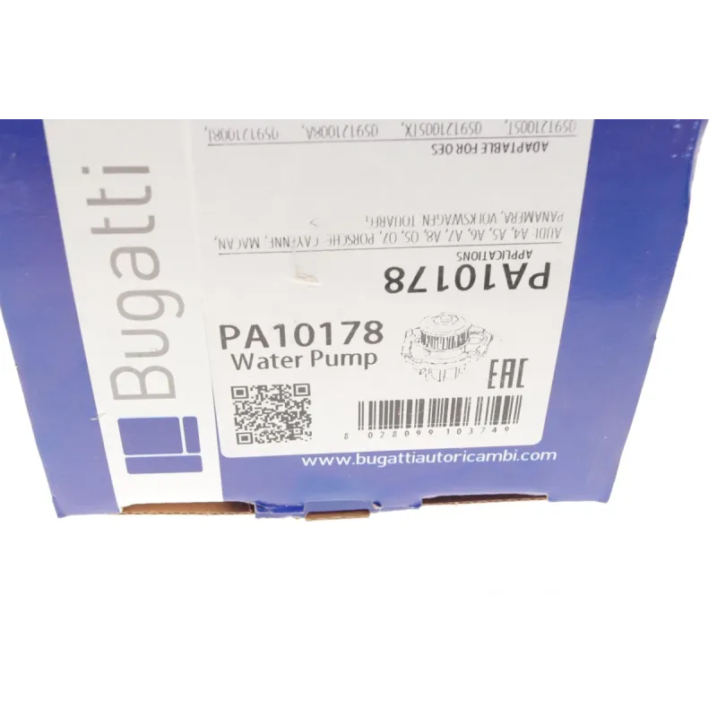 Помпа води BUGATTI PA10178 для Audi A4/A6/A8, Porsche Cayenne/Macan, VW Touareg 3.0TDI 2010-2018, 67.5 мм