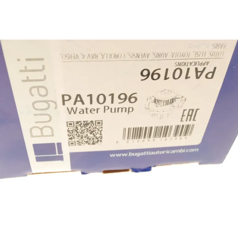 Помпа води BUGATTI PA10196 для Toyota Avensis, Auris, Corolla, Rav4 1.6/1.8/2.0 2007- з прокладкою, Ø 110 мм