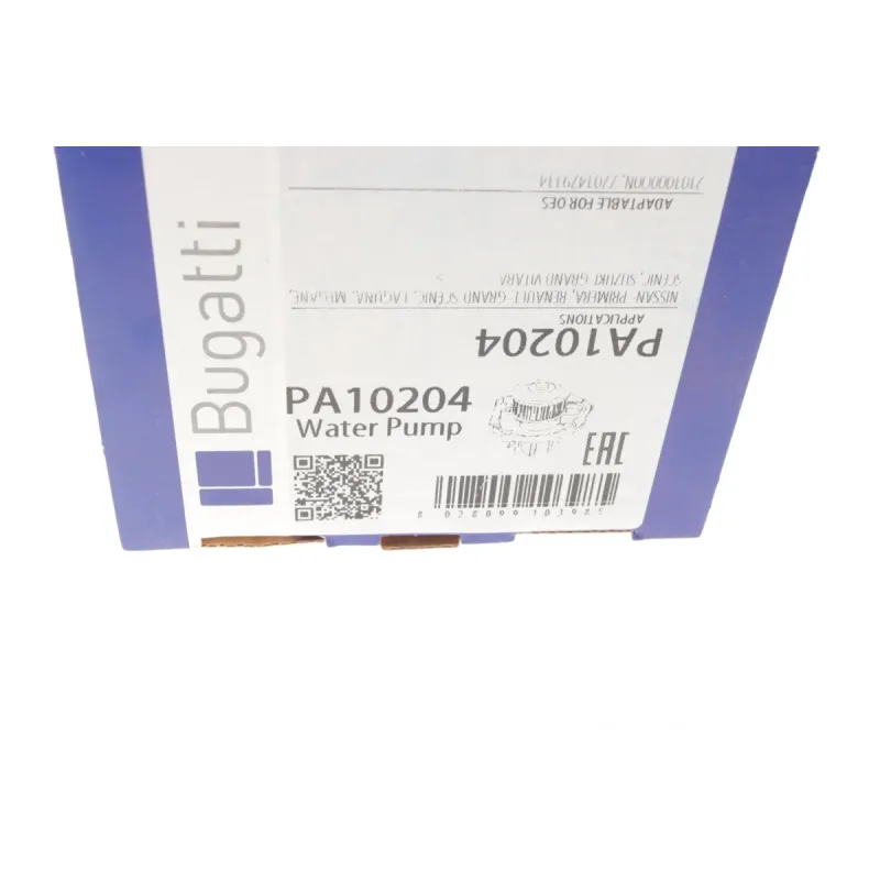 Помпа води BUGATTI PA10204 для Renault Megane/Laguna/Scenic 1.9 dCi, Nissan Primera 1.9 dCi, Ø шкива 52 мм