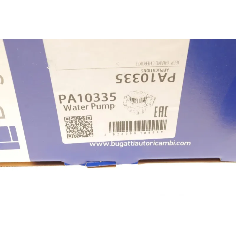 Помпа води BUGATTI PA10335 для Jeep Grand Cherokee II 2.7CRD 4x4 2001-2005, Ø шкива 90 мм, 8 лопастей
