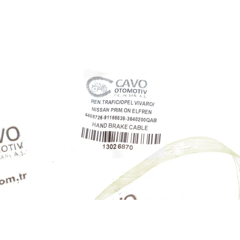 Трос ручника CAVO 1302 687 передній для Renault Trafic/Opel Vivaro 2001-, 508/256mm