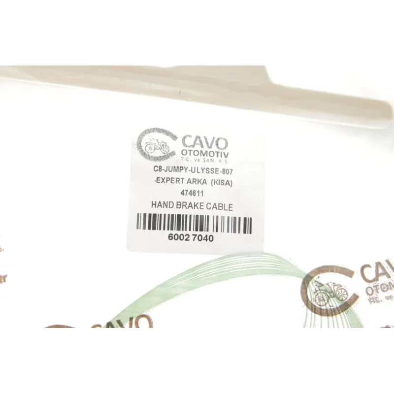 Трос ручника задній CAVO 6002 704 для Fiat Scudo 2007-, Peugeot Expert 2007-, Citroen Jumpy 2007- (1614/1468mm)