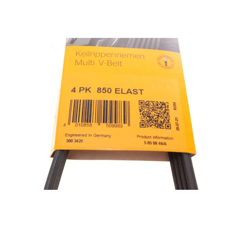 Ремінь генератора CONTINENTAL 4PK850 ELAST для BMW 3 (E90) 5 (E60) 7 (E65) 2.5/3.0D 2002-2011