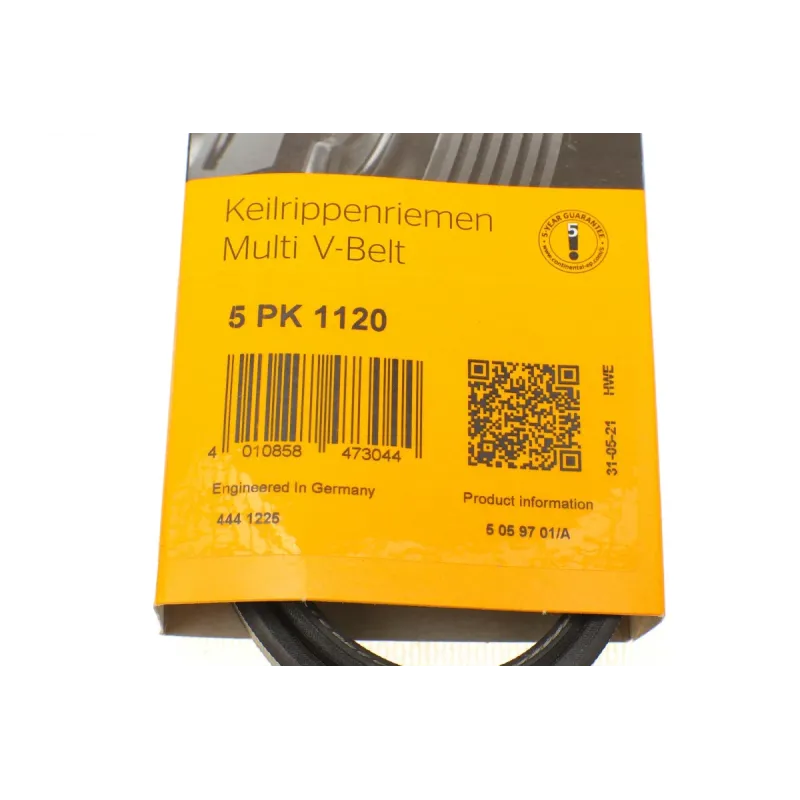 Ремінь генератора CONTINENTAL 5PK1120 для VW Touareg 4.2 FSI 2006-2010, Toyota Avensis 2.0D 1999-2003, 1120 мм