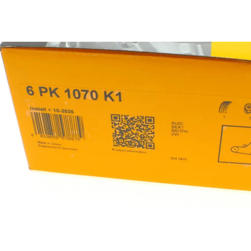 Комплект ременя генератора CONTINENTAL 6PK1070K1 для VW Caddy III, Golf VI 1.6/2.0 TDI