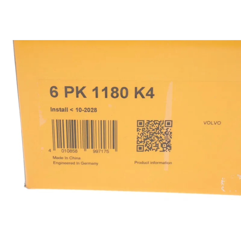 Комплект ременя генератора CONTINENTAL 6PK1180K4 для Volvo S60/V60 2.0D 2013-