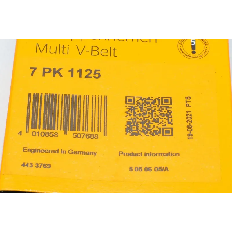 Ремінь генератора CONTINENTAL 7PK1125 для Renault Megane/Scenic, Nissan Juke 1125 мм