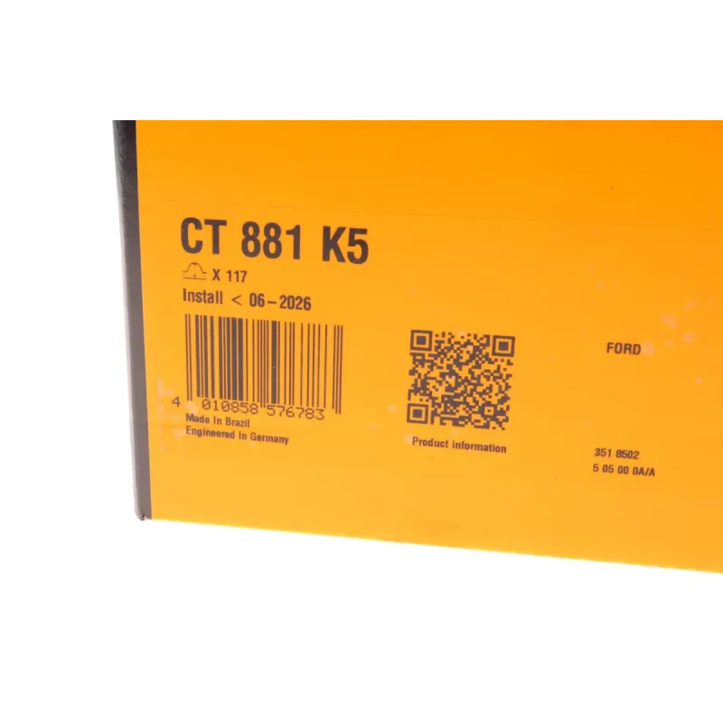 Комплект ГРМ CONTINENTAL CT881K5 для Ford Mondeo/Focus 1.4/1.6i, Volvo C30/S40/V50 1.6, 117 зубців, 22 мм