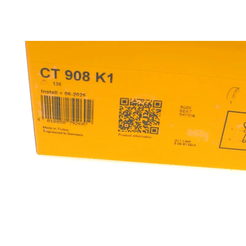 Комплект ГРМ CONTINENTAL CT908K1 для Audi A3, VW Golf, Passat 1.6/2.0 1996-2015, 23x138z