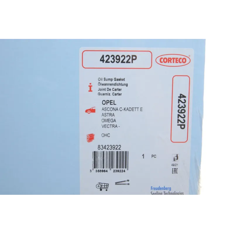 Прокладка масляного піддону CORTECO 423922P для Opel Astra F, Kadett E, Vectra A 1.8/2.0