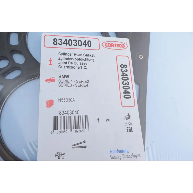 Прокладка ГБЦ CORTECO 83403040 для BMW 3 (E90) 335i N55 B30A 2006-2011, Ø85.00mm, 1.30mm