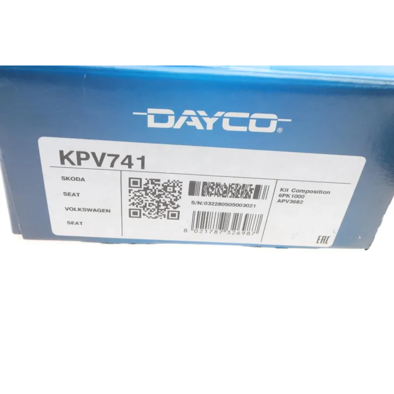 Комплект ременя генератора DAYCO KPV741 для VW Caddy IV 1.6 2015-, 6PK1000