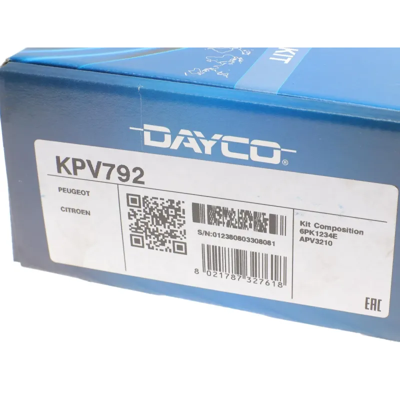 Комплект ременя генератора DAYCO KPV792 для Citroen Jumpy, Peugeot Expert 2.0 BlueHDi