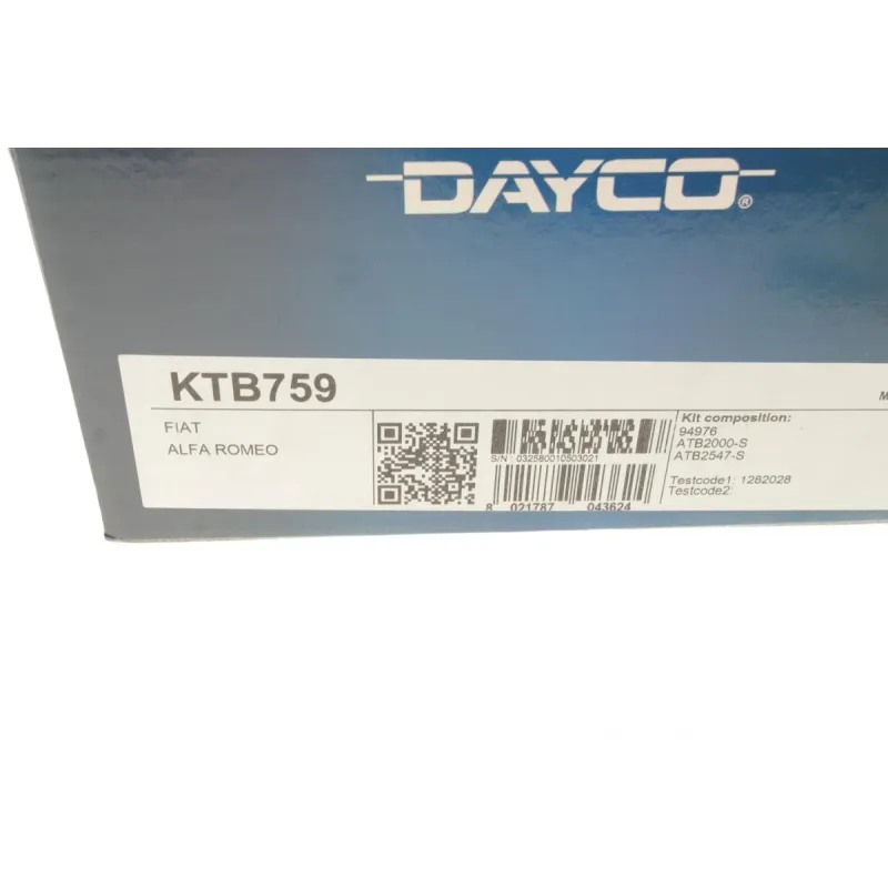 Комплект ГРМ DAYCO KTB759 для Fiat Doblo/Ducato 2.0D Multijet 2010-