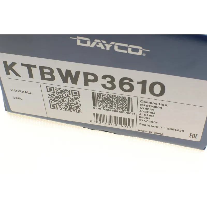 Комплект ГРМ з помпою DAYCO KTBWP3610 для Opel Astra G 1998-2005, Zafira 1999-2005, Combo 1.6 2005-