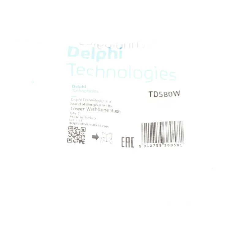 Сайлентблок важеля DELPHI TD580W передній/нижній/задній для Nissan Micra K12 2003-2010, Note E11 2006-2013, 58x12x53 мм