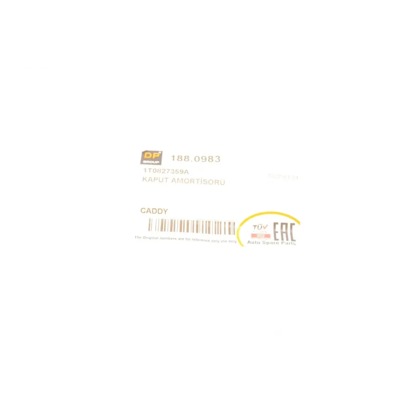 Амортизатор капоту DP 188.0983 для Volkswagen Caddy III, Touran (1T1, 1T2) 2003-2010
