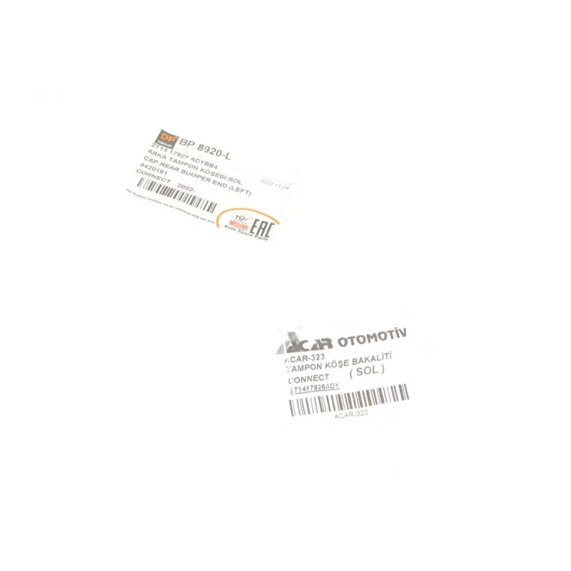 Кут заднього бампера DP BP 8920-L для Ford Transit/Tourneo Connect 2002- (лівий)