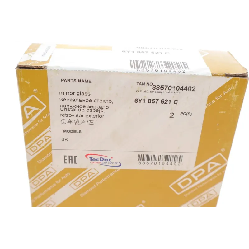 Скло дзеркала ліве DPA 88570104402 для Skoda Octavia/Fabia 1996-2010