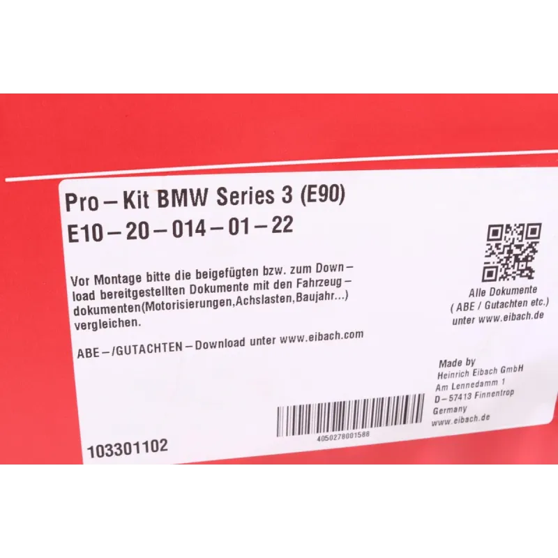 Комплект пружин EIBACH Pro-Kit E10-20-014-01-22 для BMW 3 (E90) 2005-2011